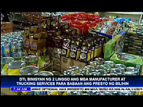 DTI, binigyan ng 2 linggo ang mga manufacturer at trucking services para babaan ang presyo ng bilihin