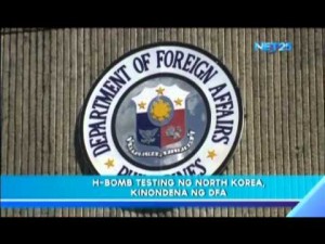 Nuclear Testing ng North Korea, Kinondena ng Pilipinas