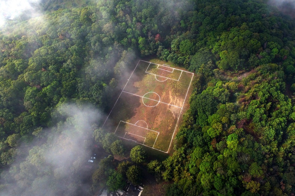 FOOTBALL PITCH IN A MEXICAN VOLCANO
