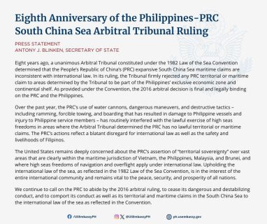 US muling nanawagan sa Tsina na itigil ang mga mapanganib na gawain nito sa South China Sea