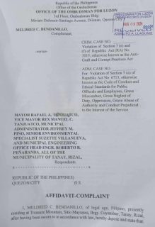 Patung-patong na kaso inihain sa Ombudsman laban sa alkalde, bise alkalde at 3 pang opisyal ng Tanay, Rizal kaugnay sa isinarang resort sa Rizal