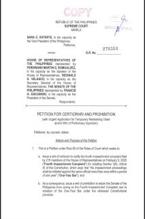Impeachment trial ng Senado, hiniling ni VP Sara Duterte na ipatigil at ipawalang-bisa ang ika-apat na impeachment complaint laban sa kaniya