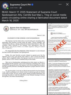 Media post tungkol sa umano’y tinanggap nitong petisyon ukol sa sinasabing 16 million signatures na nananawagang magbitiw na ang pangulo, itinanggi ng Korte Suprema